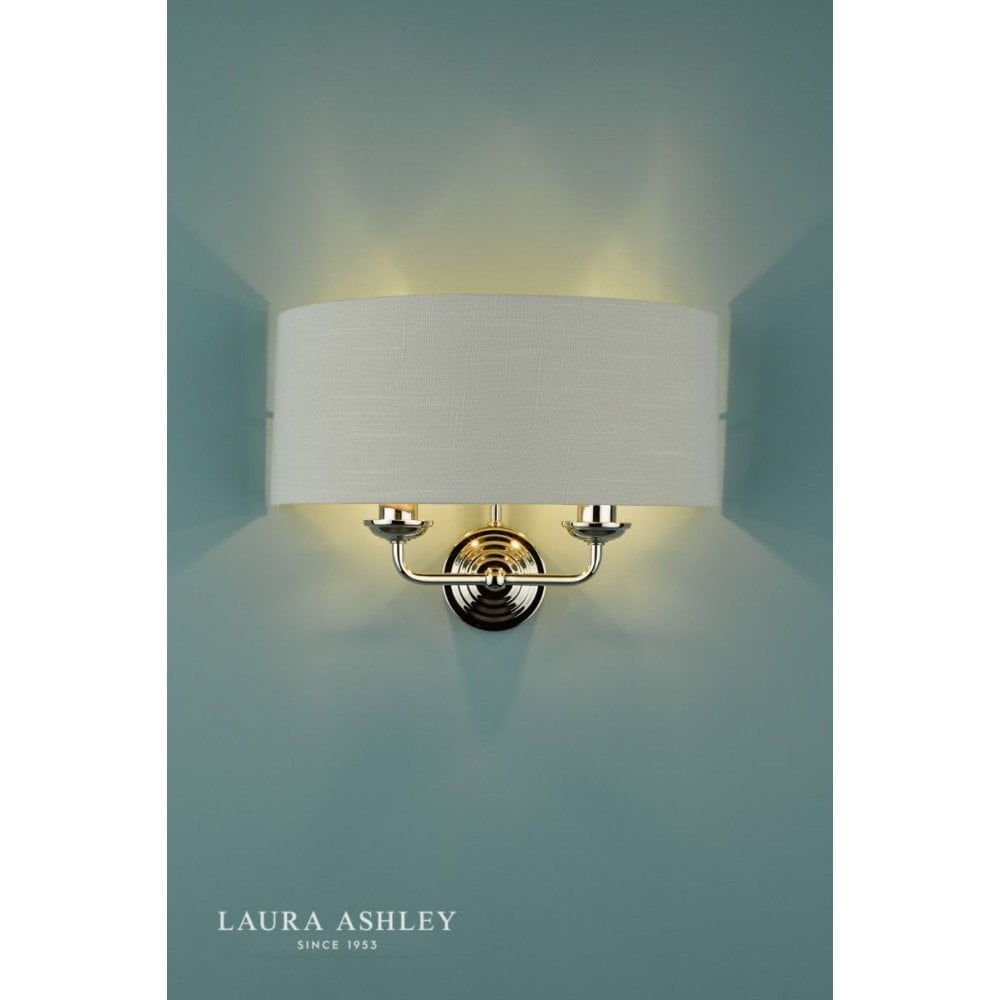 Sorrento Double Wall Light in Polished Nickel C/W Silver Shade