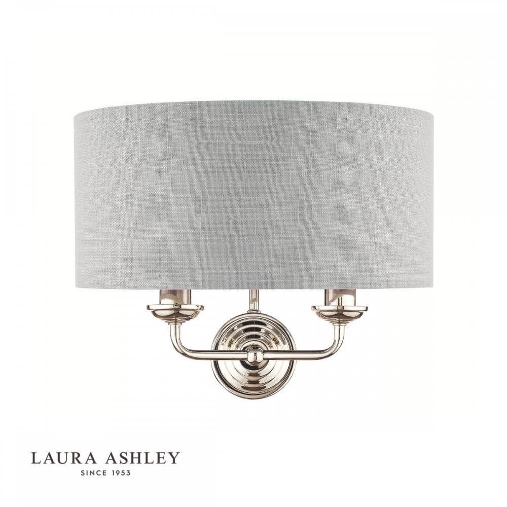 Sorrento Double Wall Light in Polished Nickel C/W Silver Shade