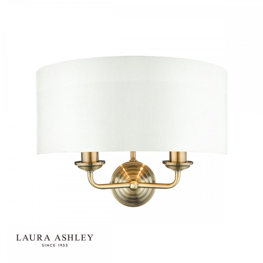 Sorrento Double Wall Light in Antique Brass C/W Ivory Shade