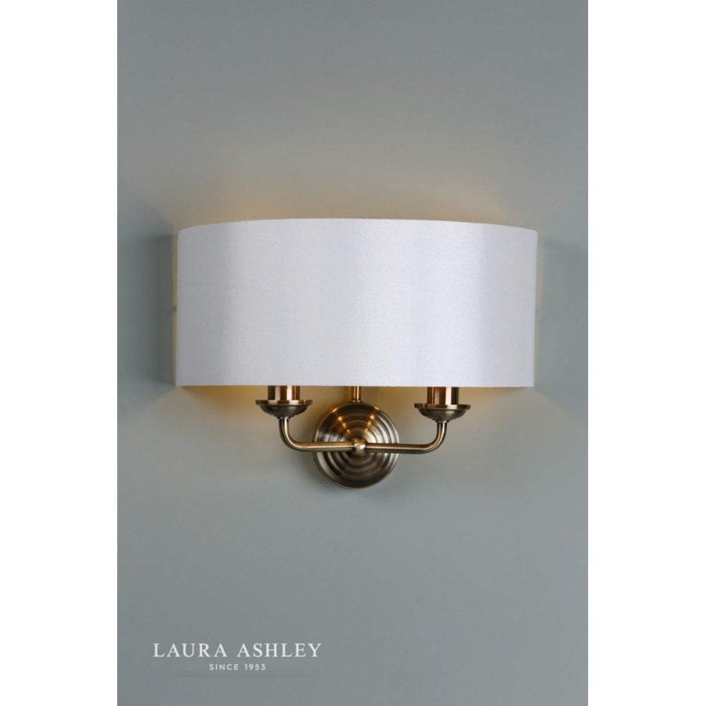 Sorrento Double Wall Light in Antique Brass C/W Ivory Shade