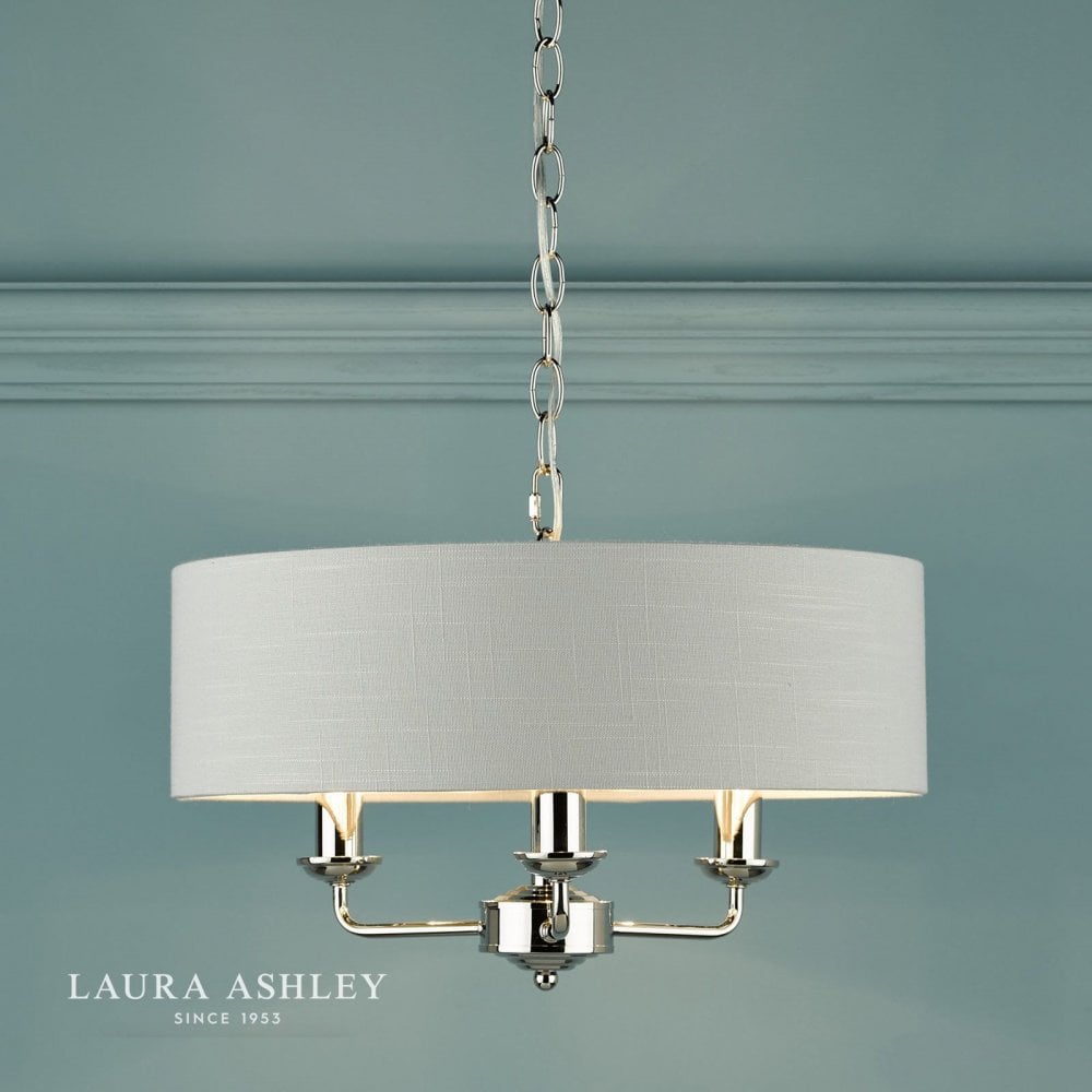Sorrento 3 Light Pendant in Polished Nickel C/W Silver Shade