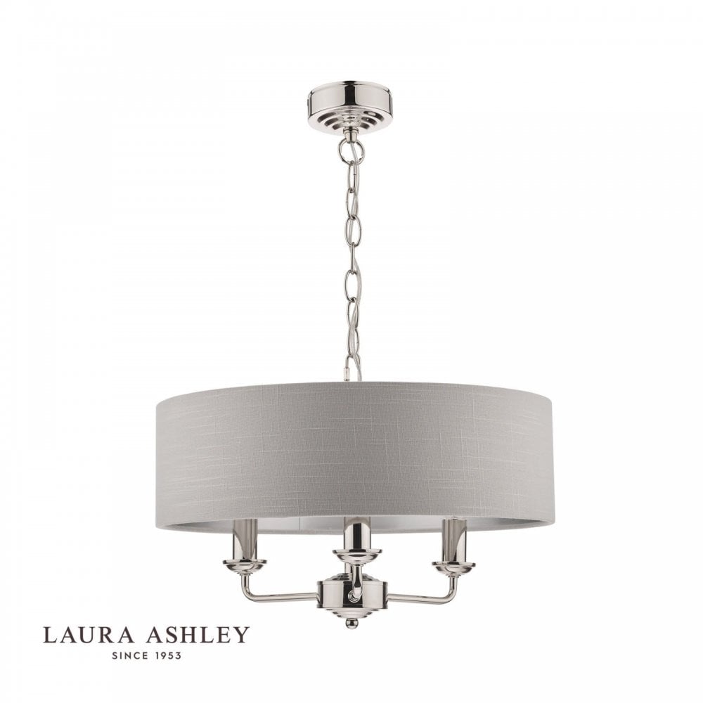 Sorrento 3 Light Pendant in Polished Nickel C/W Silver Shade