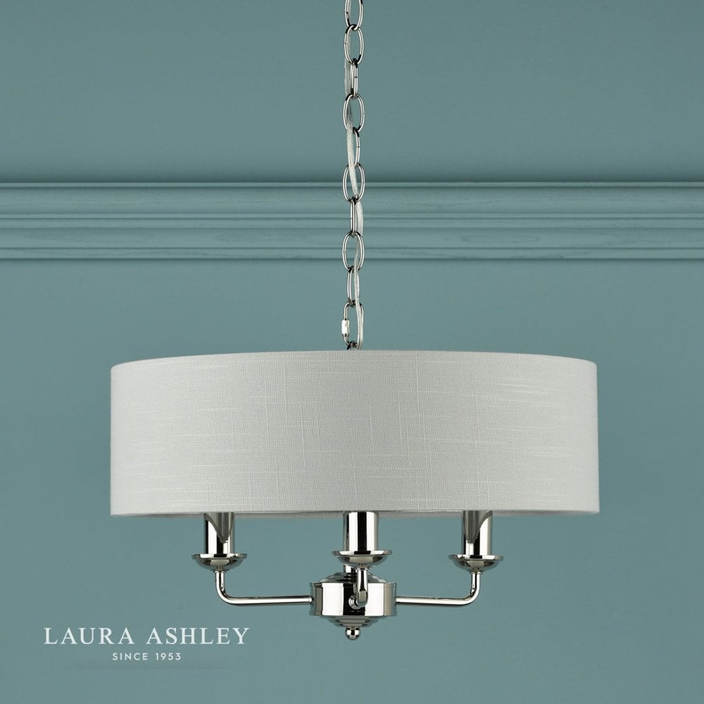 Sorrento 3 Light Pendant in Polished Nickel C/W Silver Shade