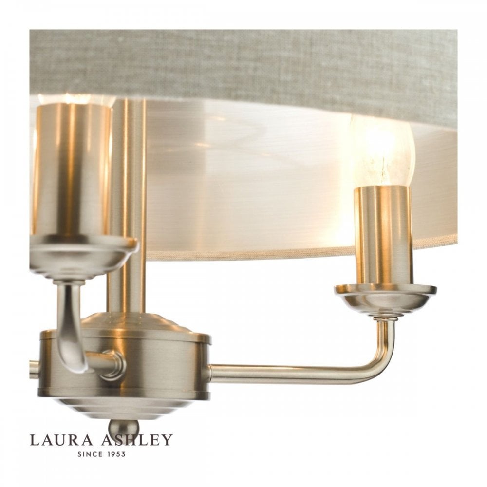 Sorrento 3 Light Pendant in Brushed Chrome C/W Natural Shade