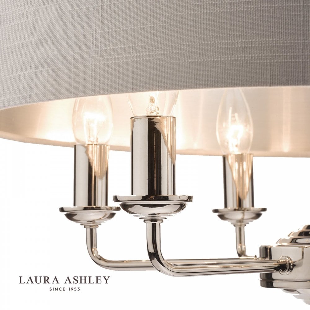 Sorrento 6 Light Pendant in Polished Nickel C/W Silver Shade