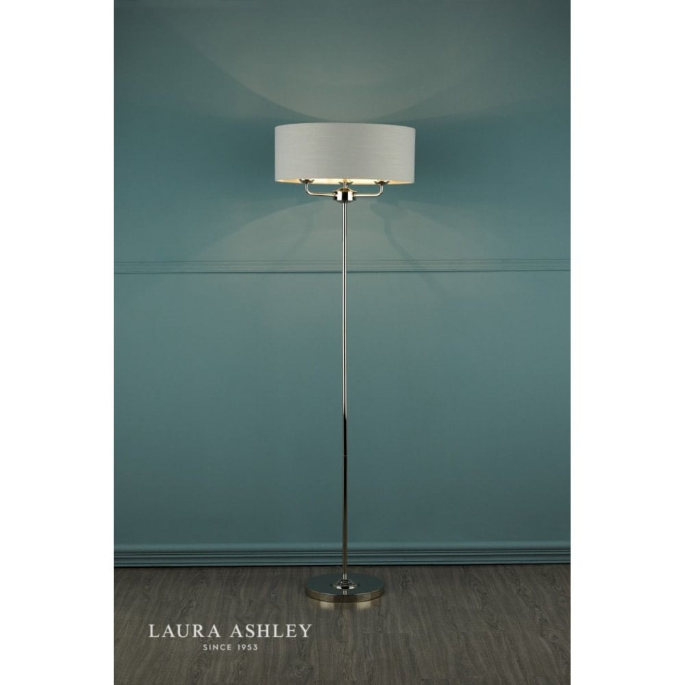 Sorrento Floor Lamp in Polished Nickel C/W Silver Shade