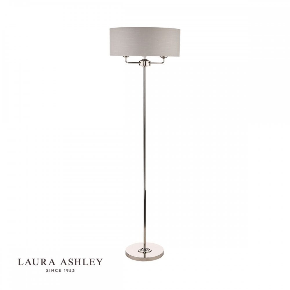 Sorrento Floor Lamp in Polished Nickel C/W Silver Shade