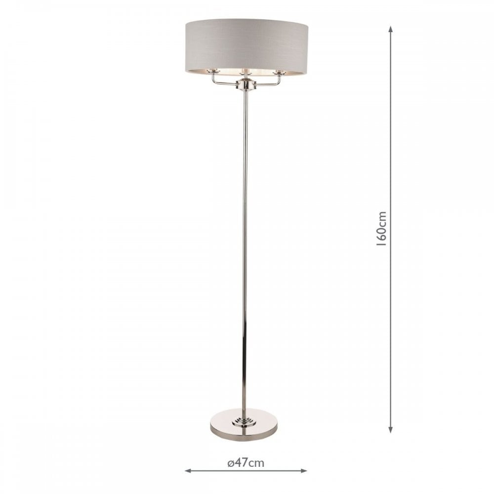 Sorrento Floor Lamp in Polished Nickel C/W Silver Shade