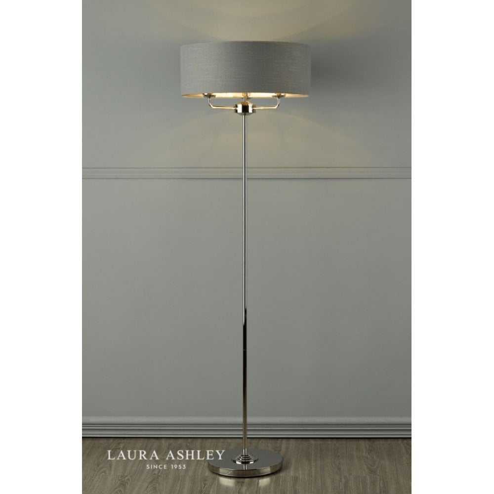 Sorrento Floor Lamp in Polished Nickel C/W Charcoal Shade
