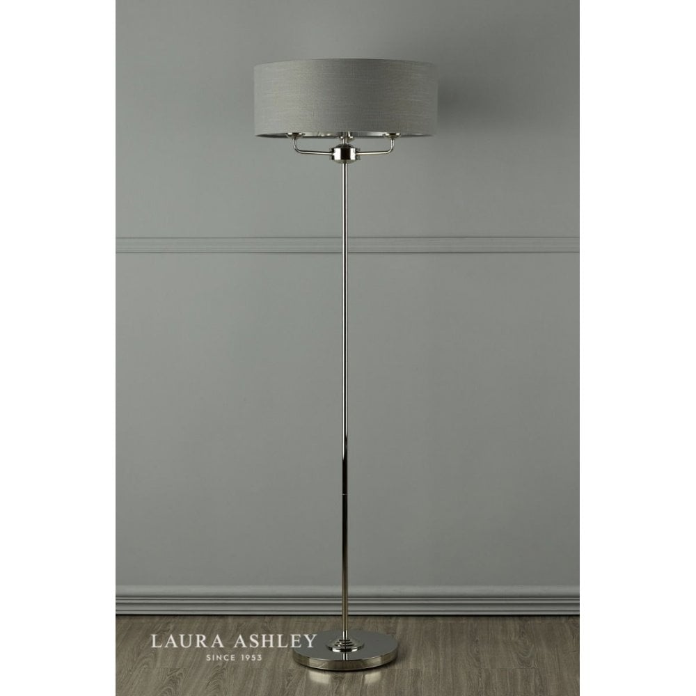 Sorrento Floor Lamp in Polished Nickel C/W Charcoal Shade