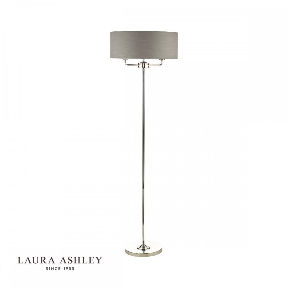 Sorrento Floor Lamp in Polished Nickel C/W Charcoal Shade