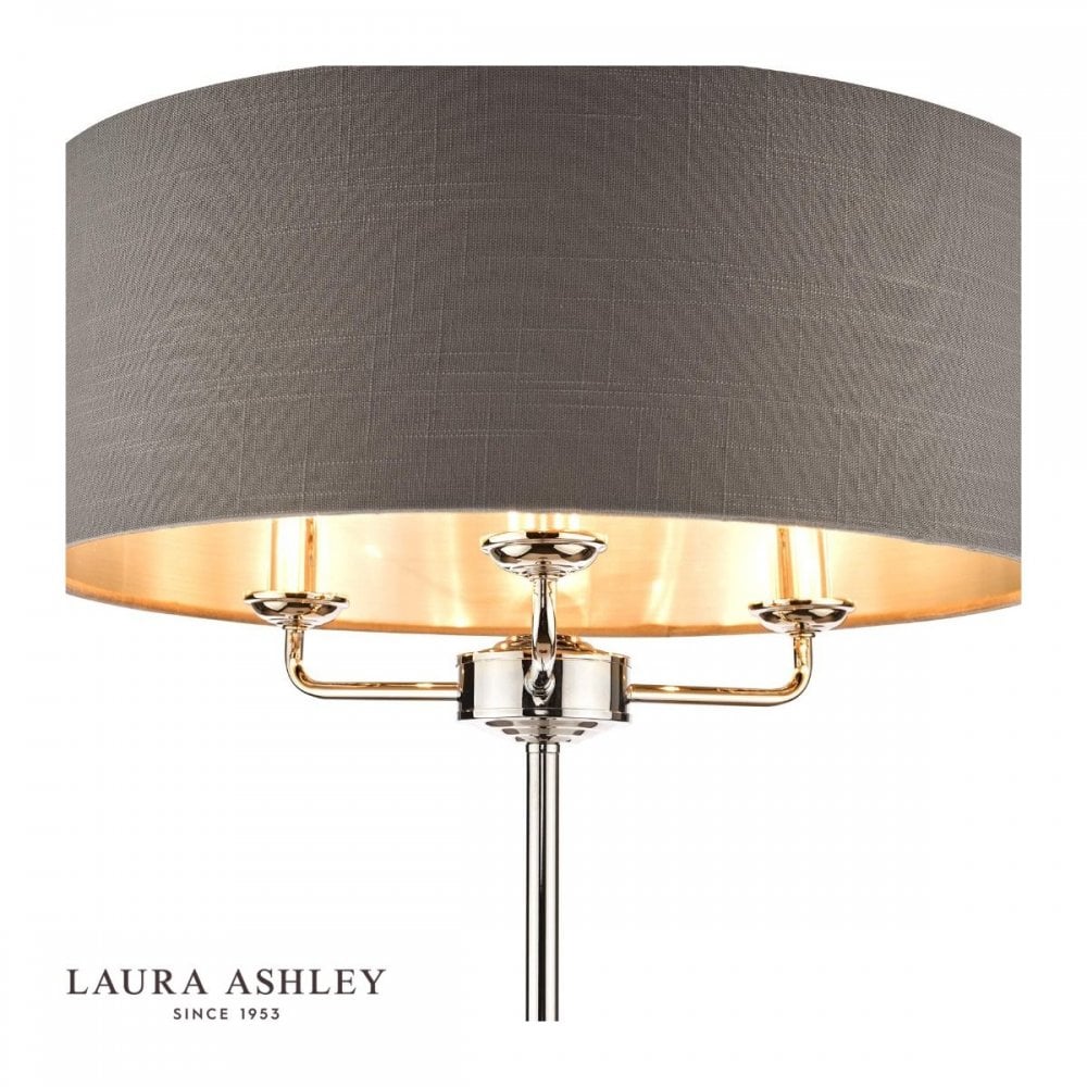 Sorrento Floor Lamp in Polished Nickel C/W Charcoal Shade