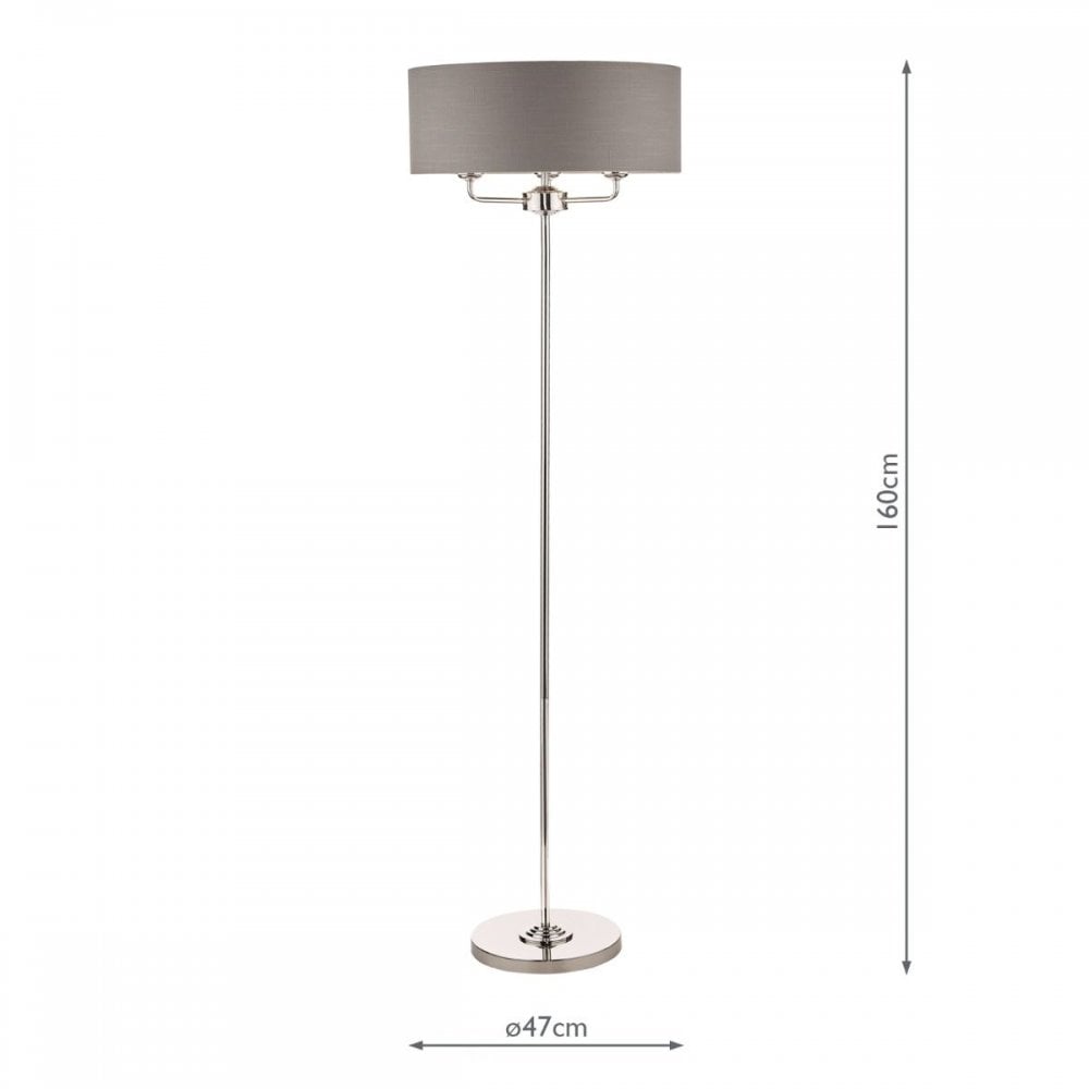 Sorrento Floor Lamp in Polished Nickel C/W Charcoal Shade