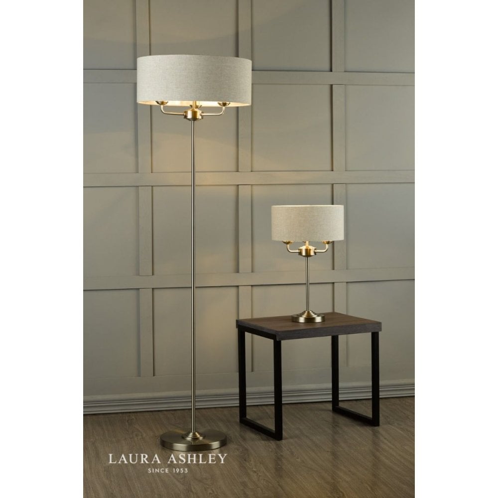 Sorrento Floor Lamp in Brushed Chrome C/W Natural Shade