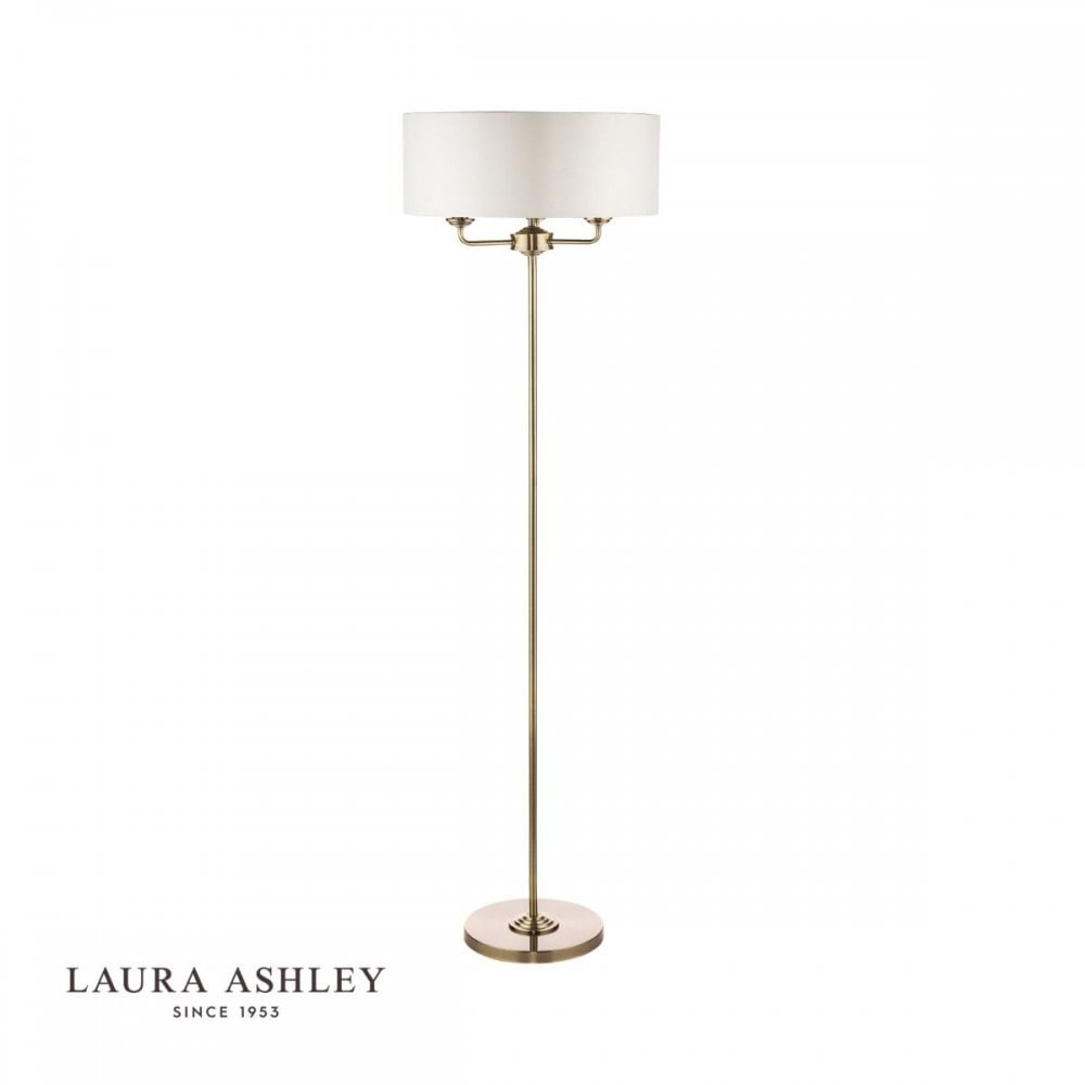 Sorrento Floor Lamp in Antique Brass C/W Ivory Shade