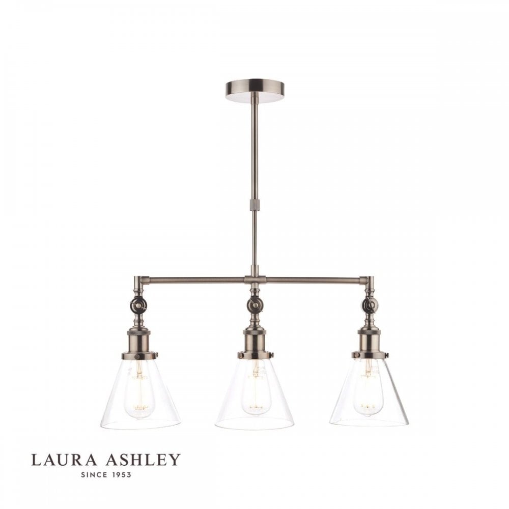 Isaac 3 Light Bar in Industrial Nickel with Glass Shades
