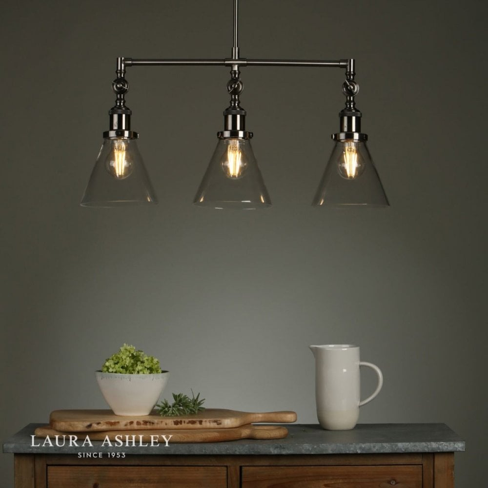 Isaac 3 Light Bar in Industrial Nickel with Glass Shades