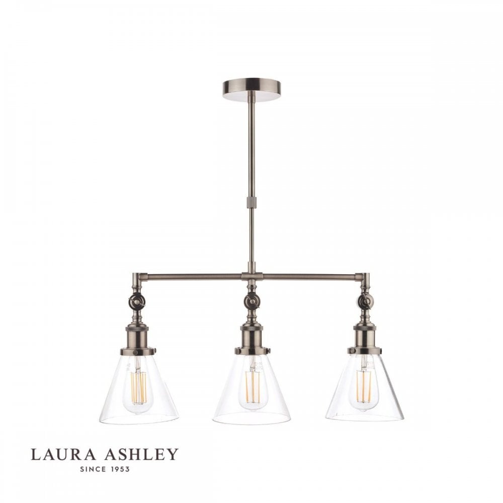 Isaac 3 Light Bar in Industrial Nickel with Glass Shades