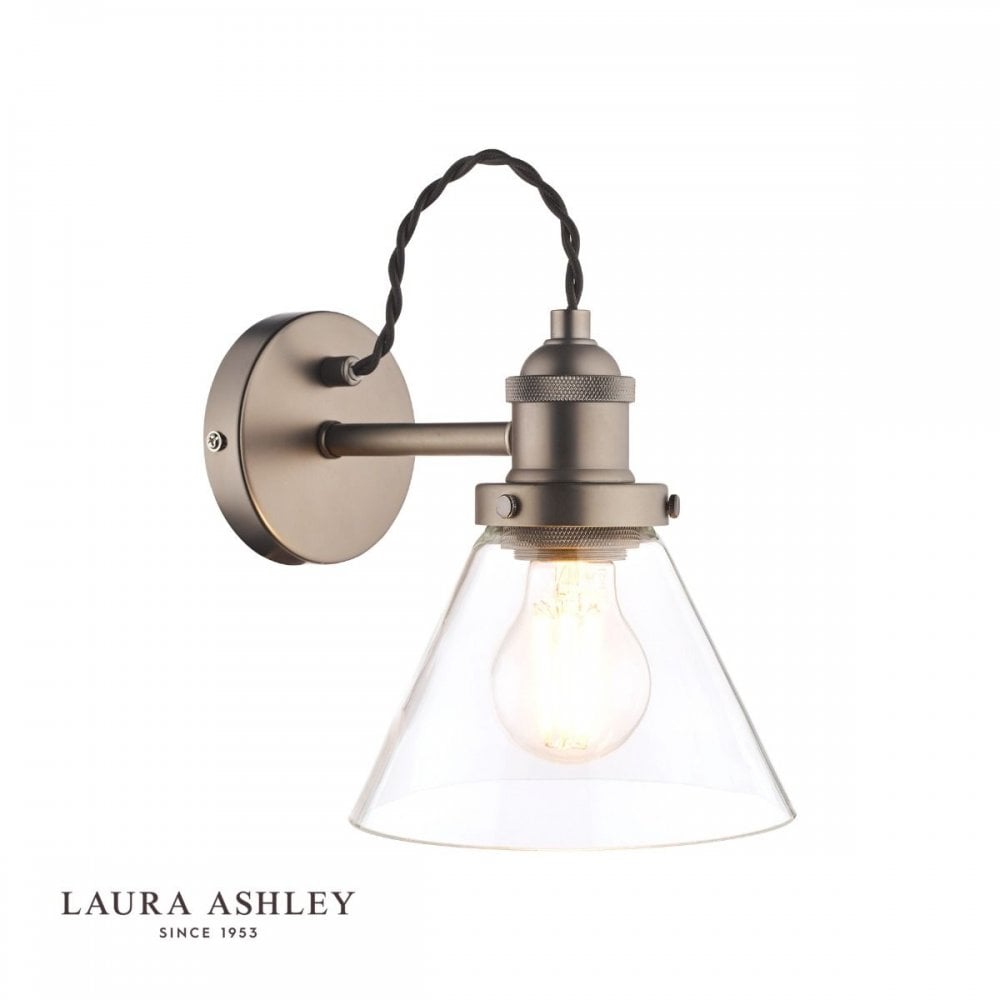 Isaac Wall Light in Industrial Nickel with Glass Shade