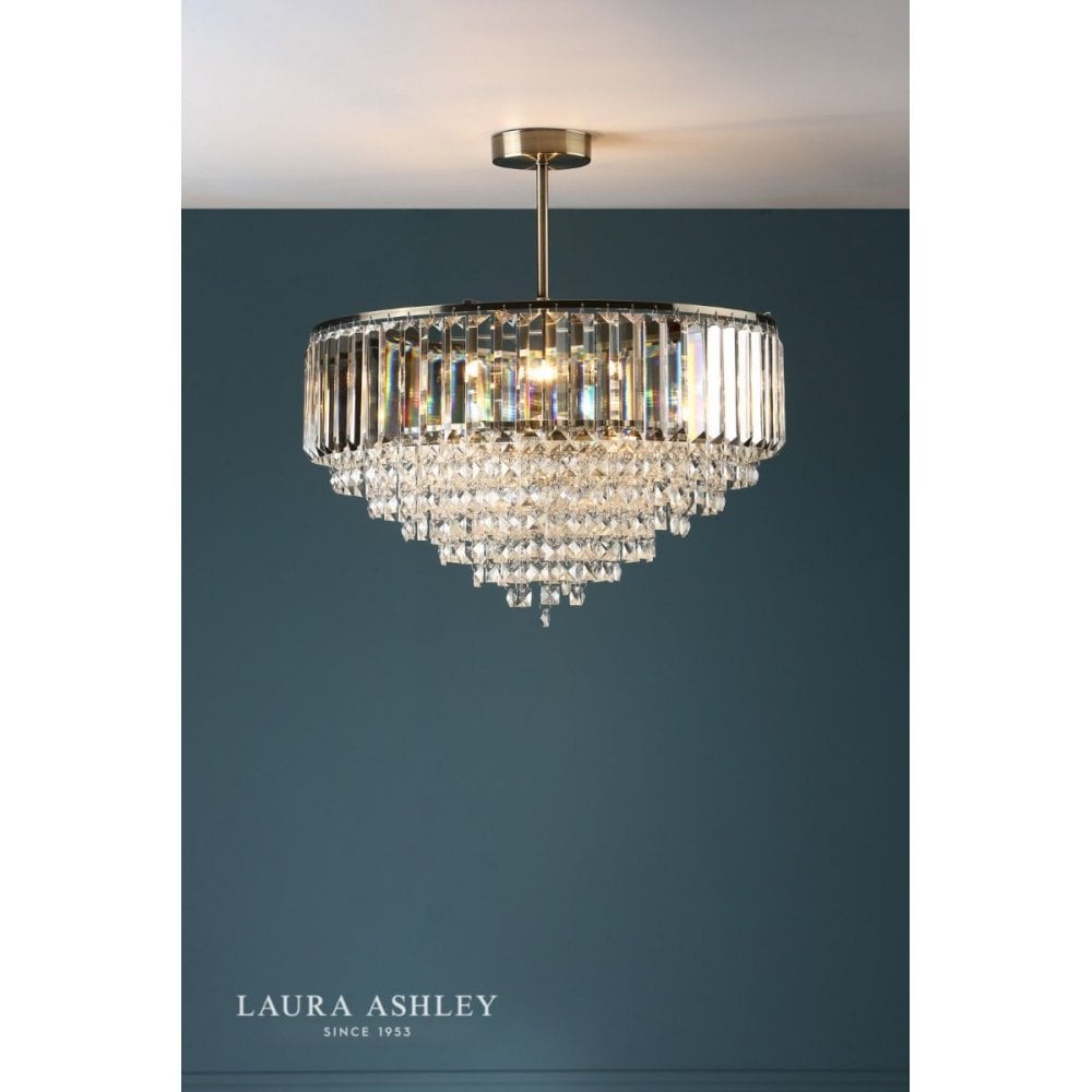 Vienna 5 Light Semi Flush in Antique Brass
