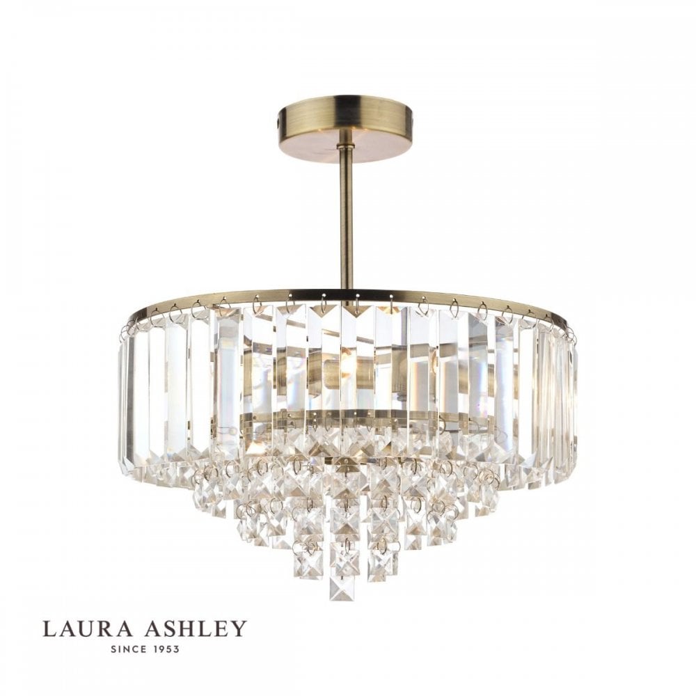Vienna 3 Light Semi Flush in Antique Brass