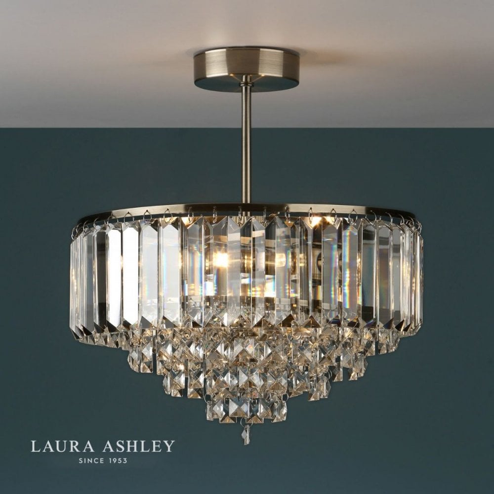 Vienna 3 Light Semi Flush in Antique Brass