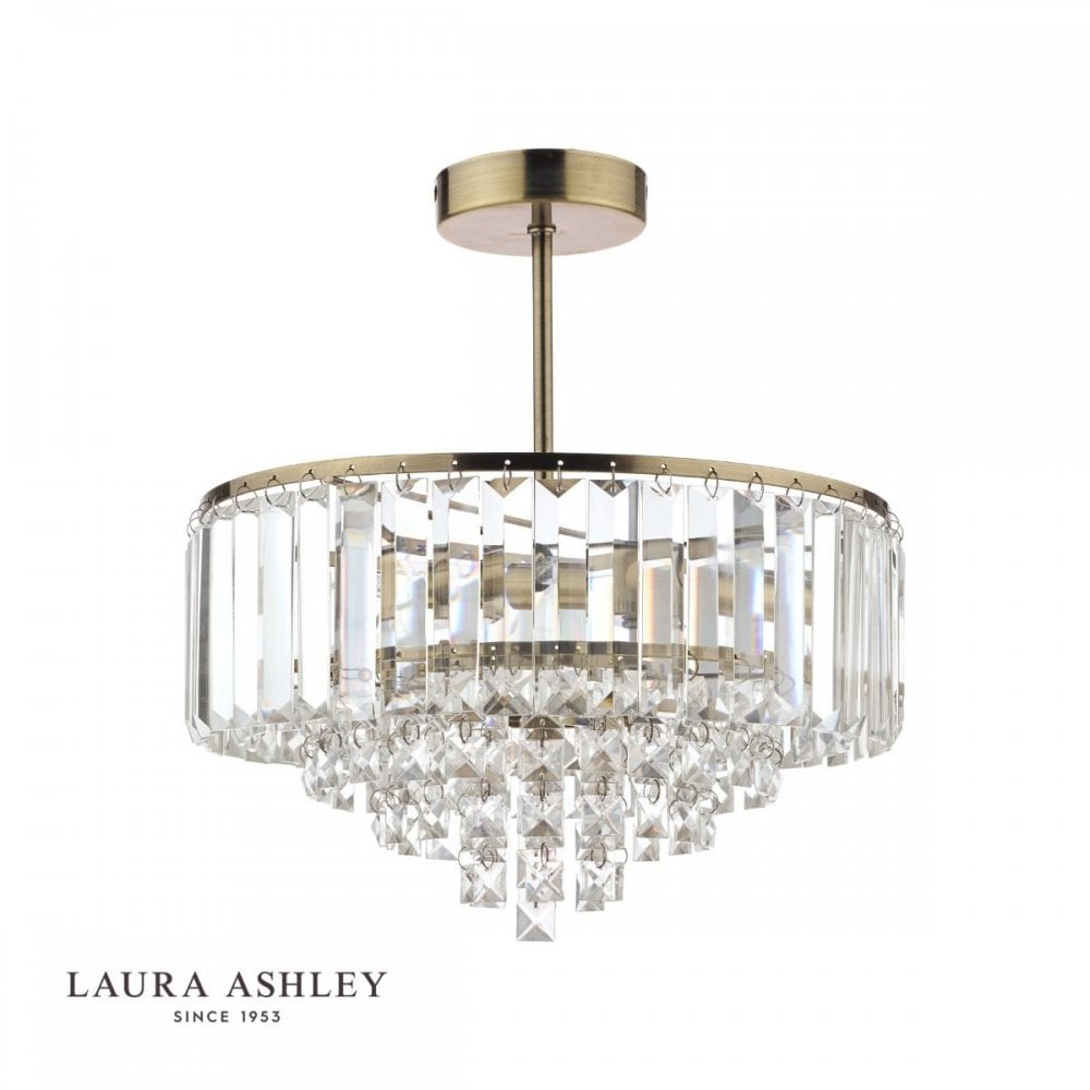 Vienna 3 Light Semi Flush in Antique Brass