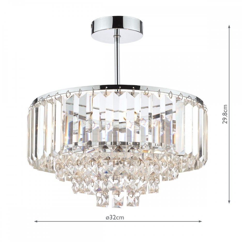 Vienna 3 Light Semi Flush in Polished Chrome