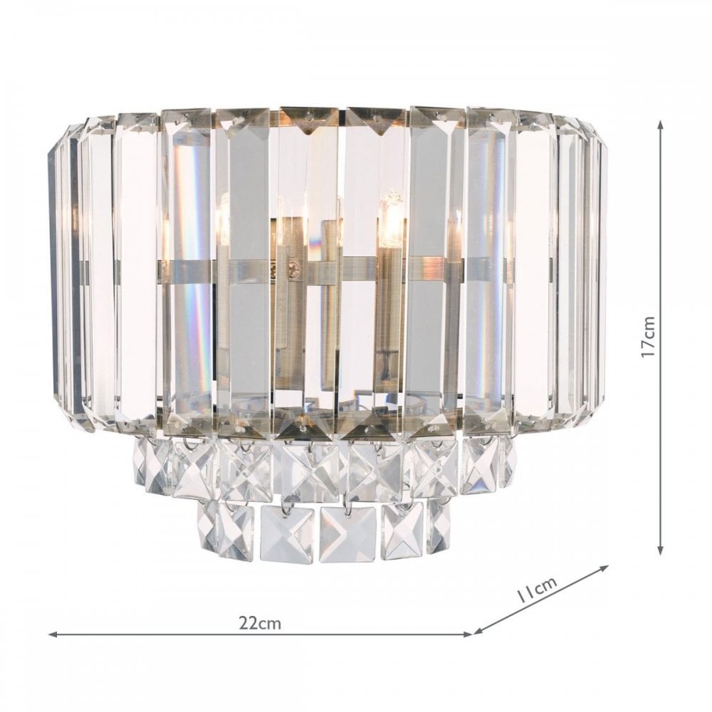 Vienna Antique Brass Crystal Wall Light