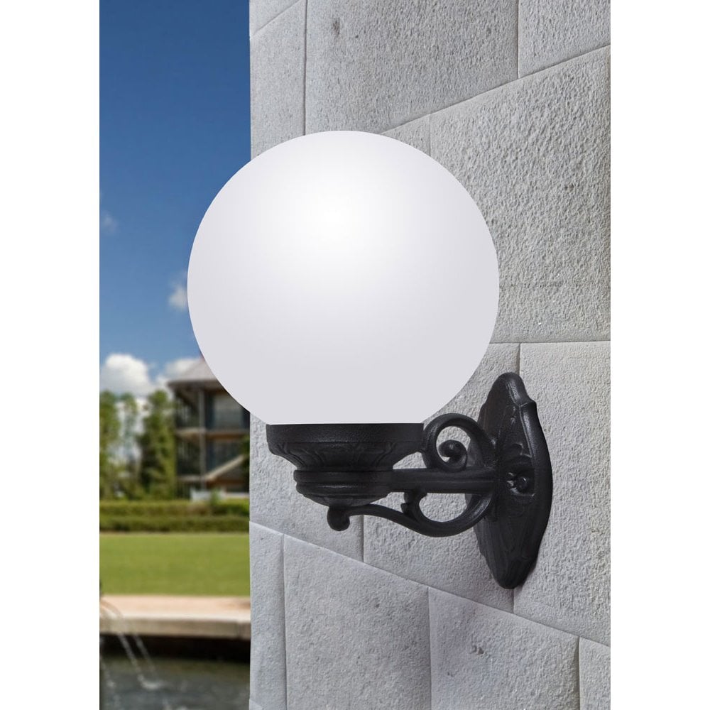 Bisso Globe 250mm Black and Opal Wall Light