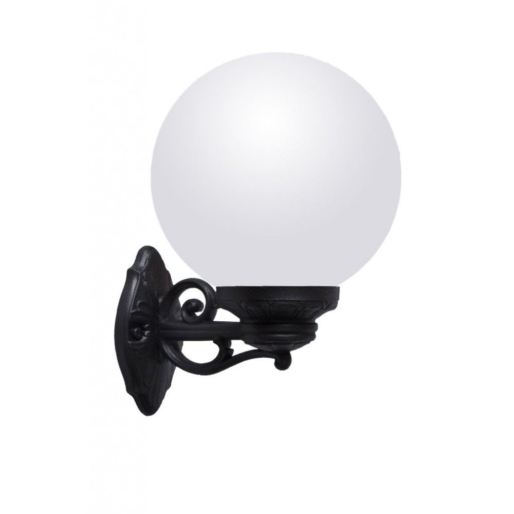 Bisso Globe 250mm Black and Opal Wall Light