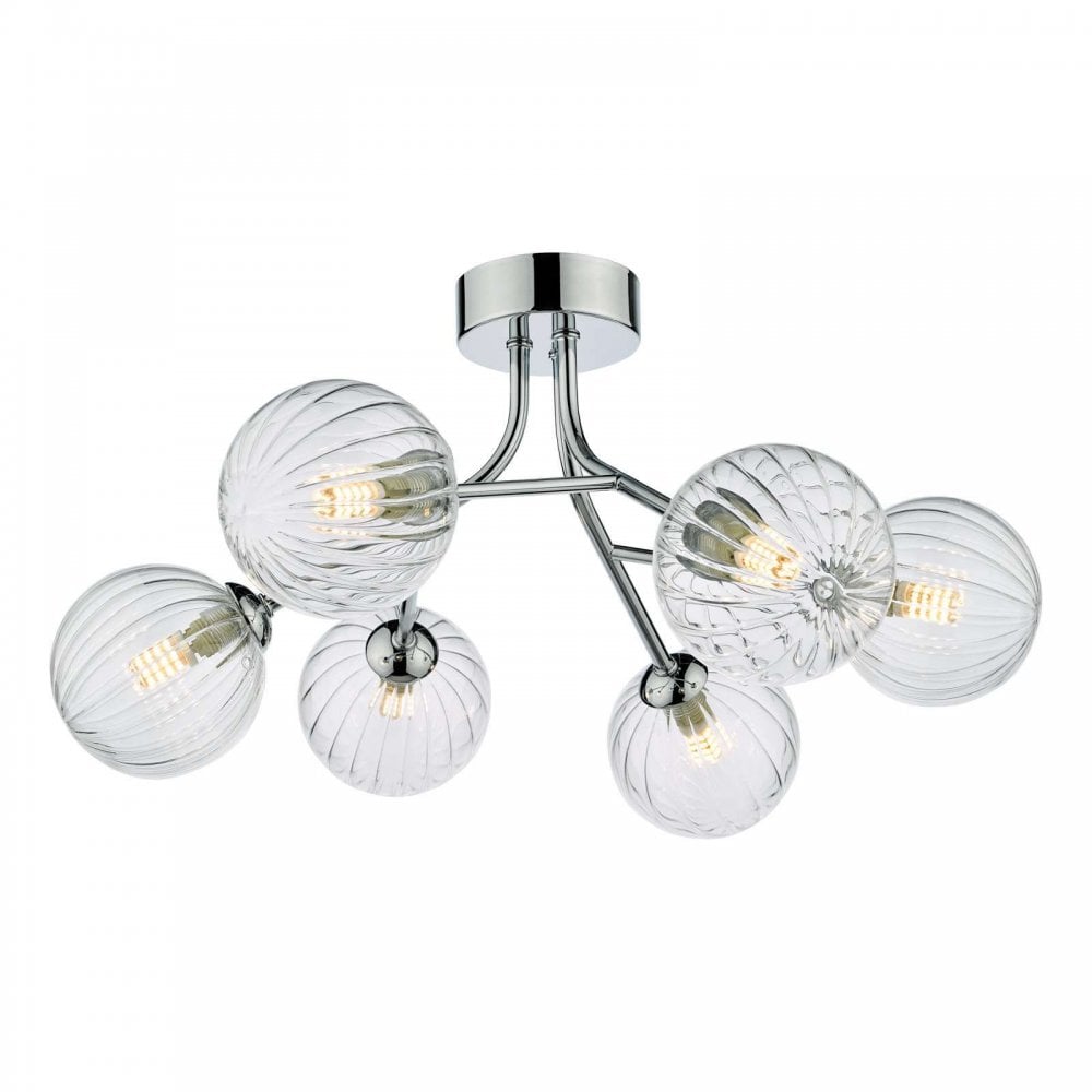 Yiska 6 Light Semi Flush Fitting in Gold Finish