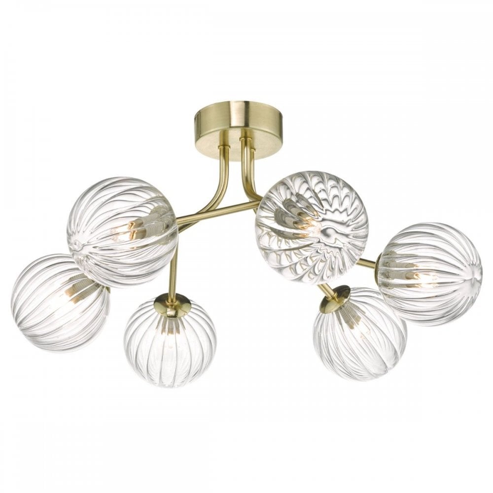 Yiska 6 Light Semi Flush Fitting in Gold Finish