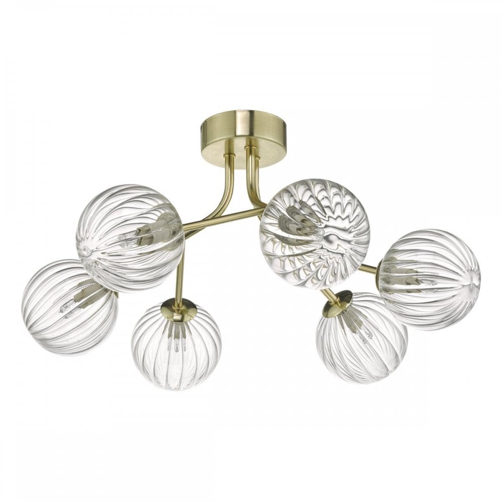 Yiska 6 Light Semi Flush Fitting in Gold Finish