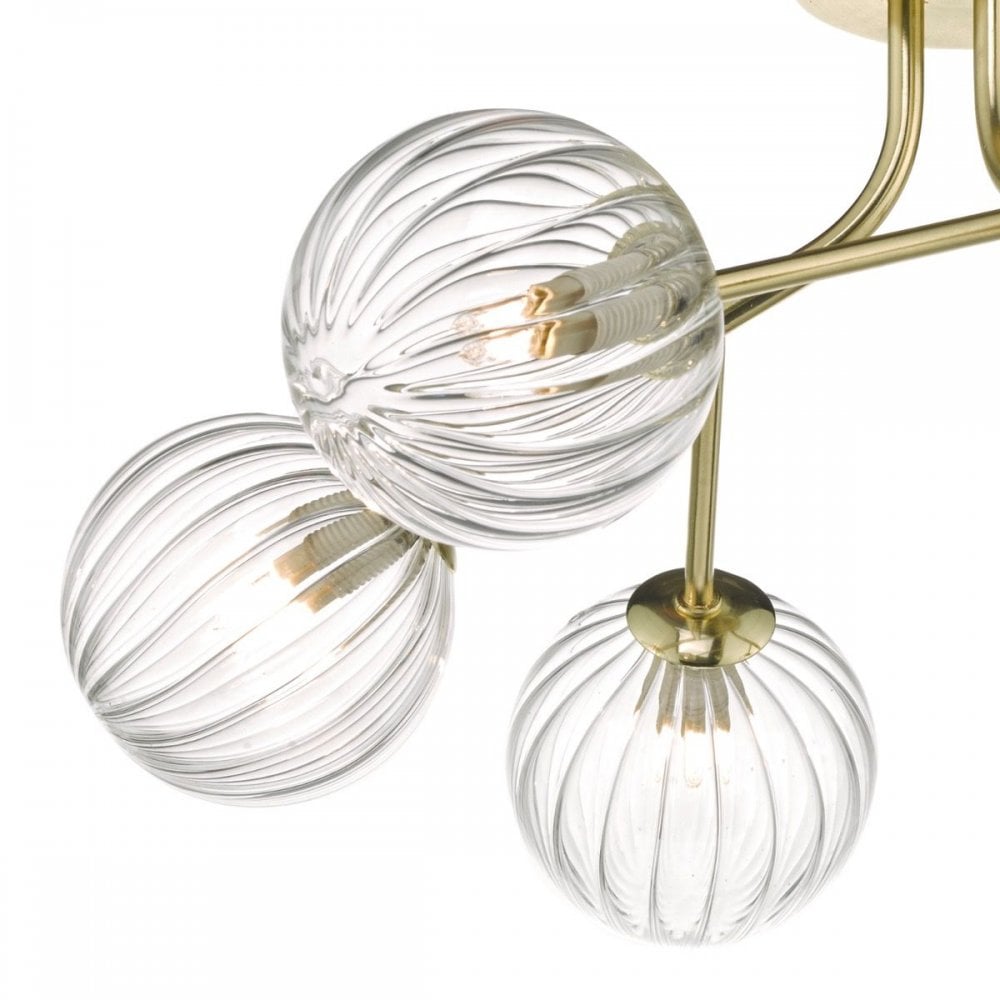 Yiska 6 Light Semi Flush Fitting in Gold Finish