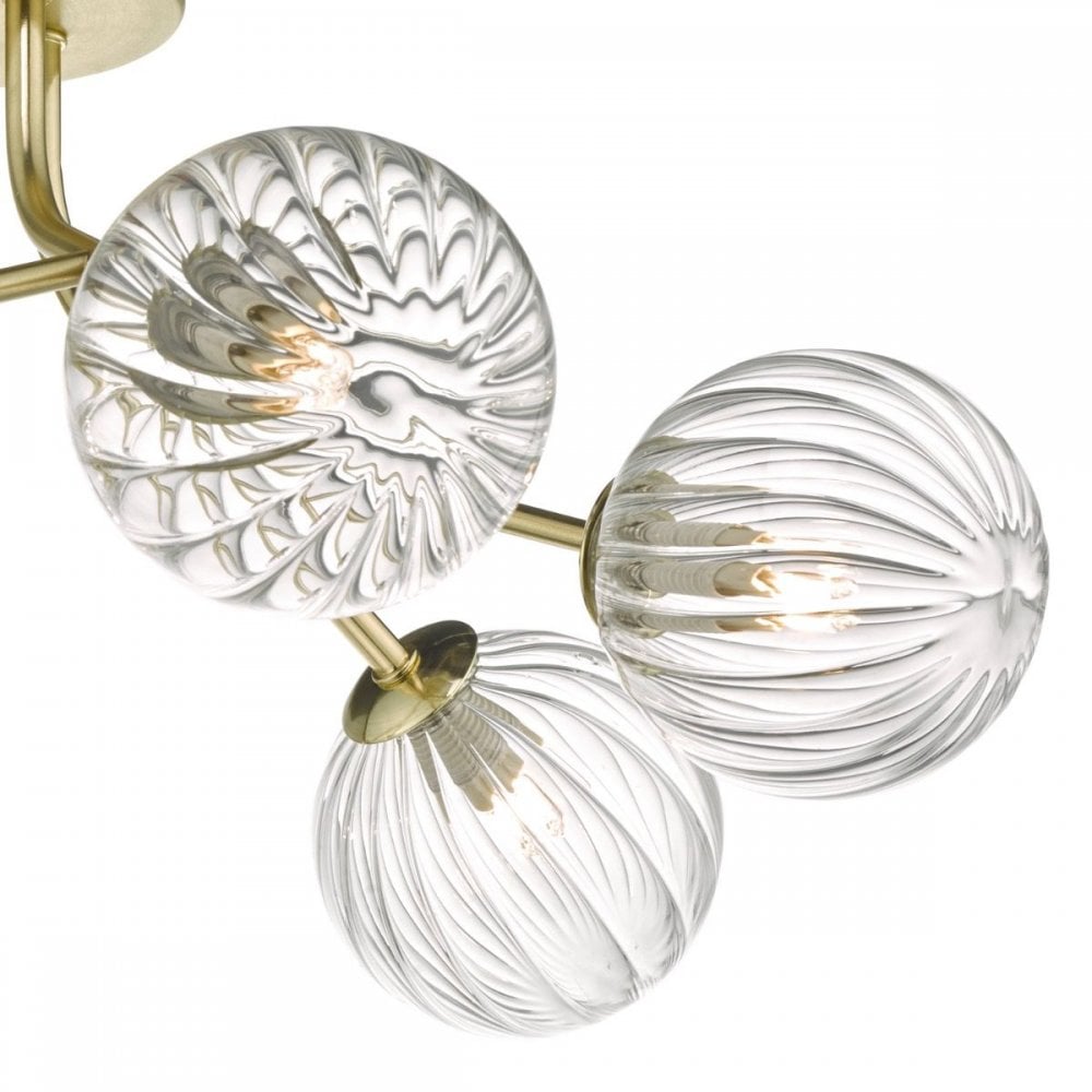 Yiska 6 Light Semi Flush Fitting in Gold Finish
