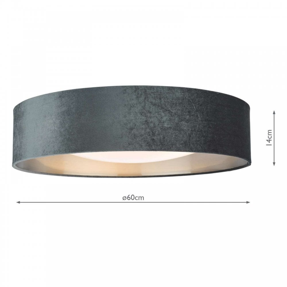 Nysa 3 Light Flush Fitting with Cool Grey Shade 60cm