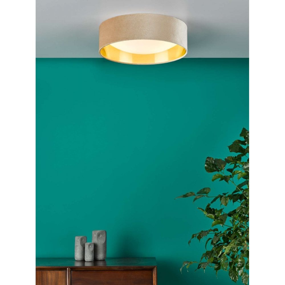 Nysa 2 Light Flush Fitting with Cool Grey Shade 40cm