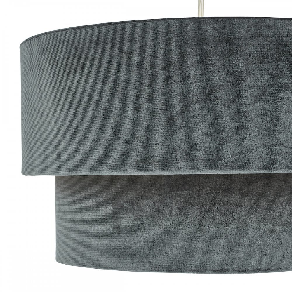 Suvan Cool Grey Tired Velvet Shade with Silver Lining
