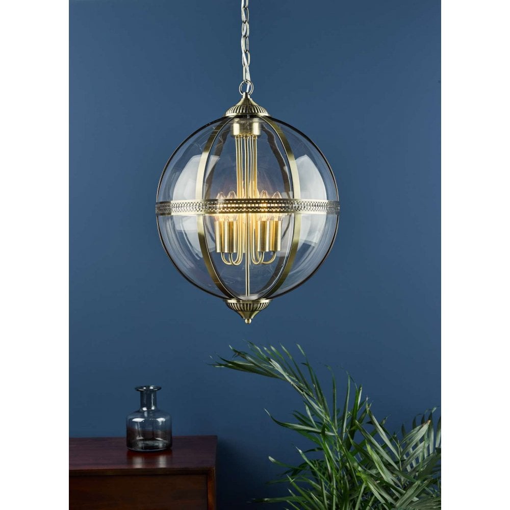Vanessa 5 Light Antique Brass Pendant