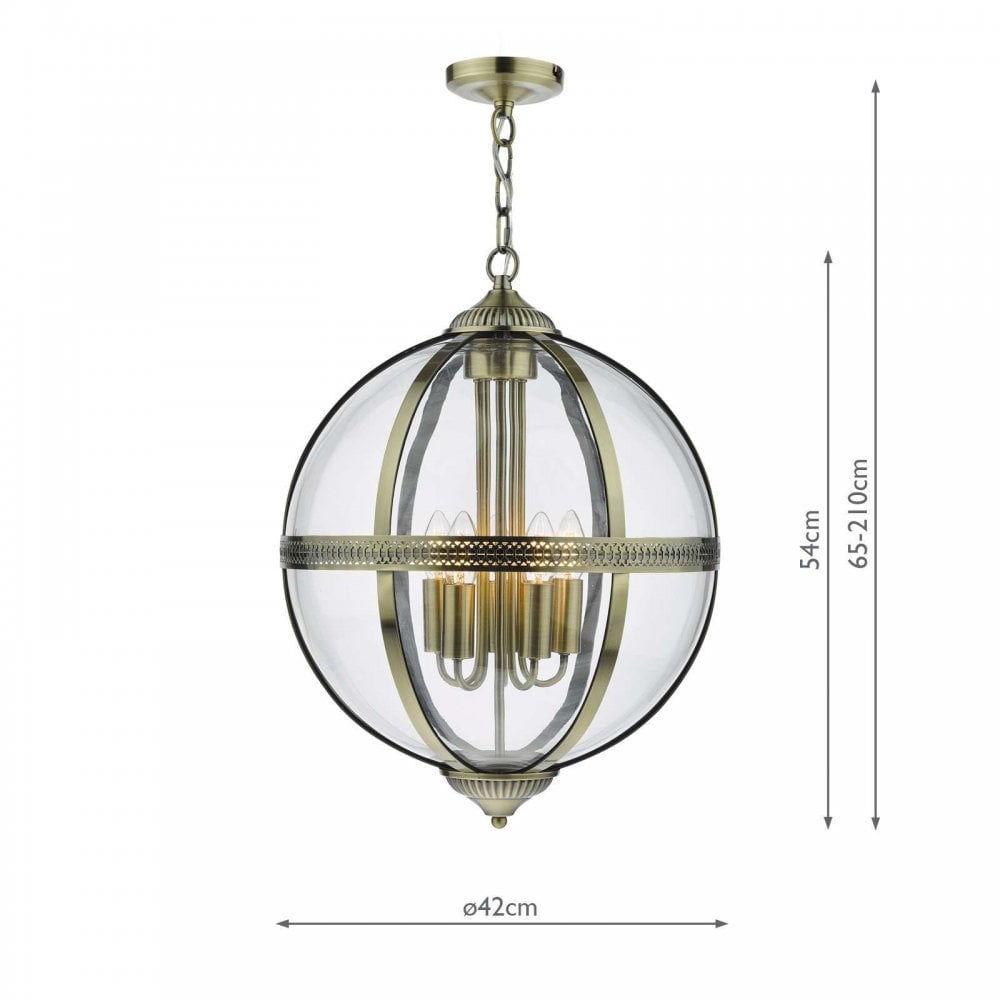 Vanessa 5 Light Antique Brass Pendant