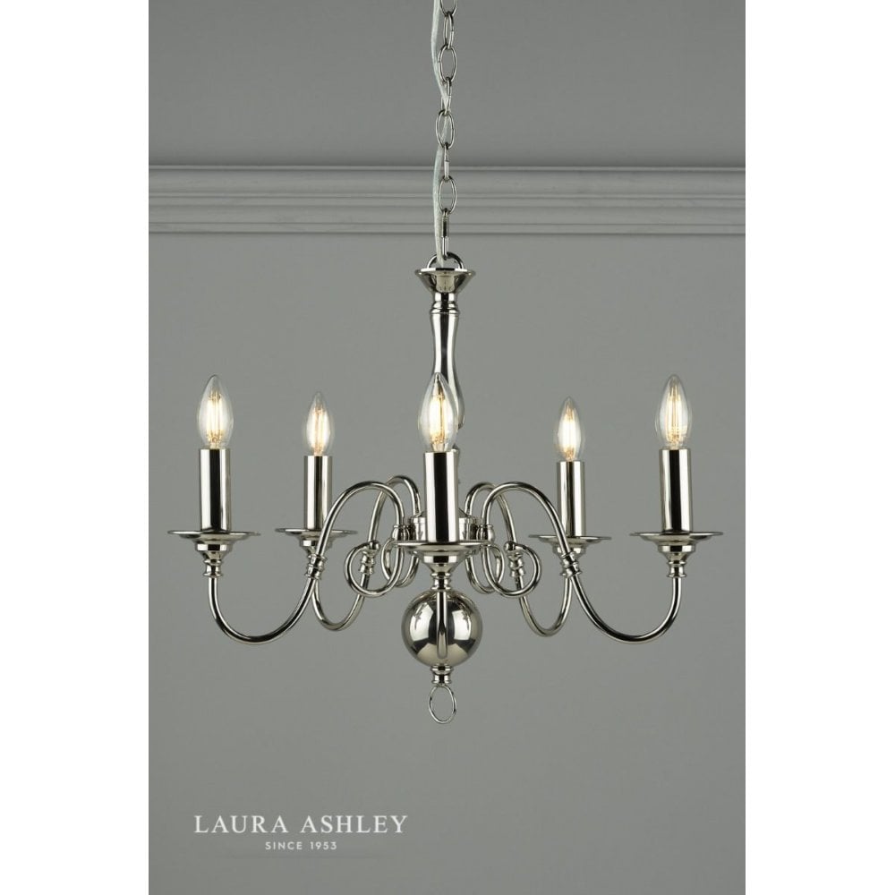 Winchester 5 Light Chandelier in Polished Nickel
