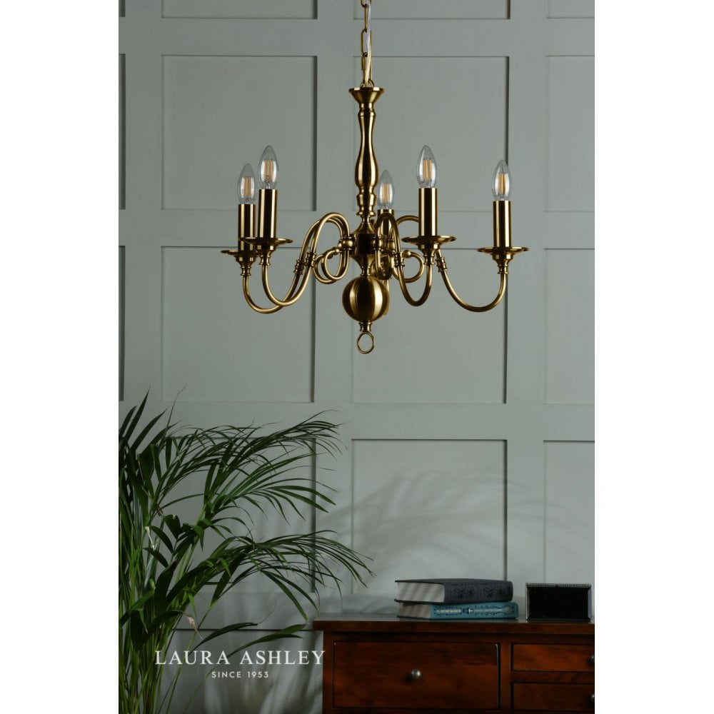 Winchester 5 Light Chandelier in Antique Brass