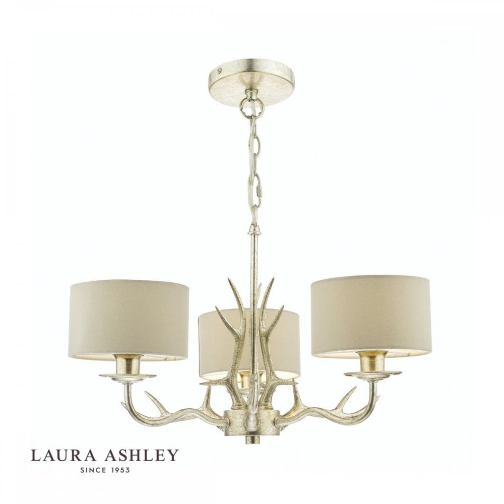 Mulroy 3 light Antler Chandelier Champagne C/W Shades