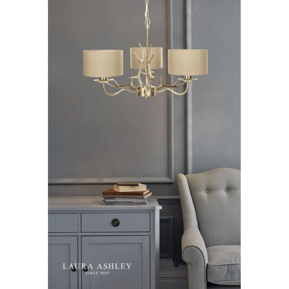 Mulroy 3 light Antler Chandelier Champagne C/W Shades