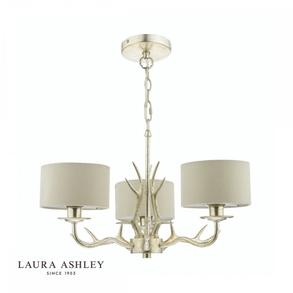 Mulroy 3 light Antler Chandelier Champagne C/W Shades