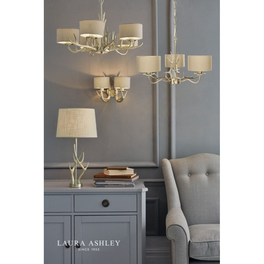 Mulroy 3 light Antler Chandelier Champagne C/W Shades
