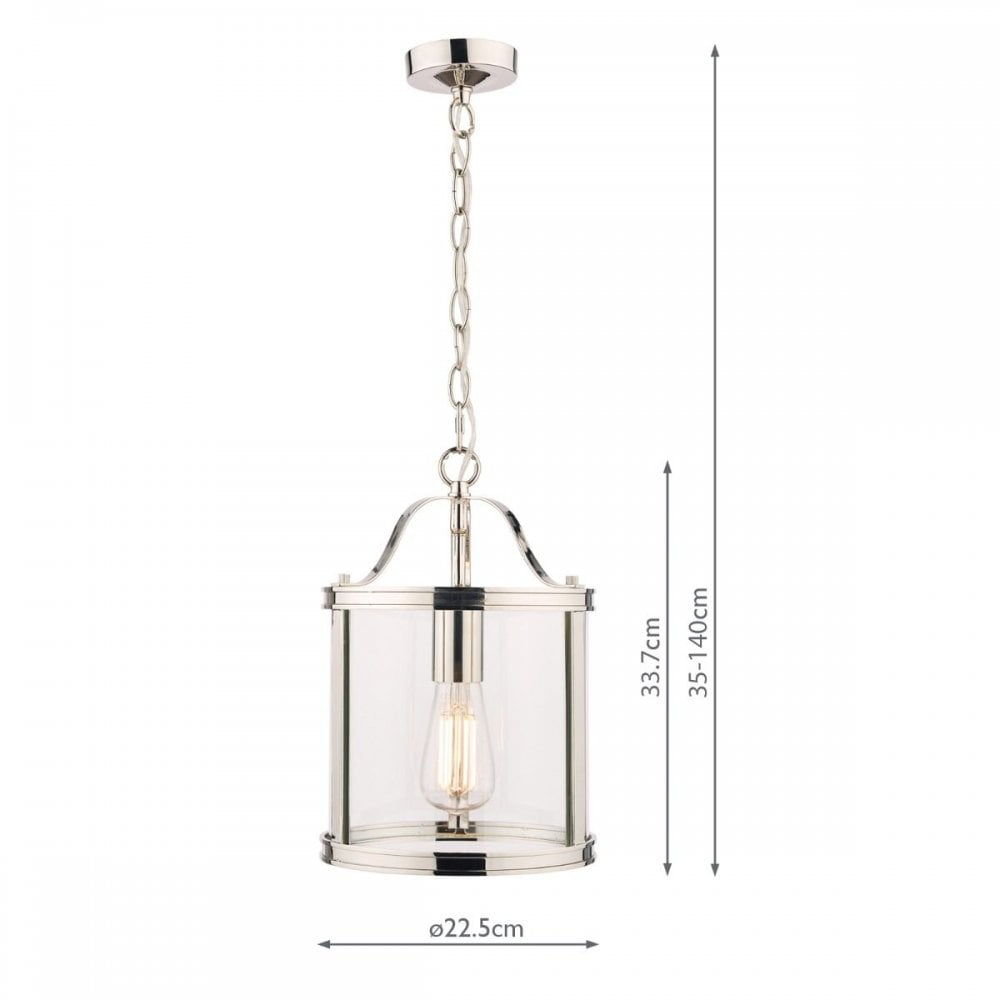 Harrington Single Pendant in Polished Nickel & Glass