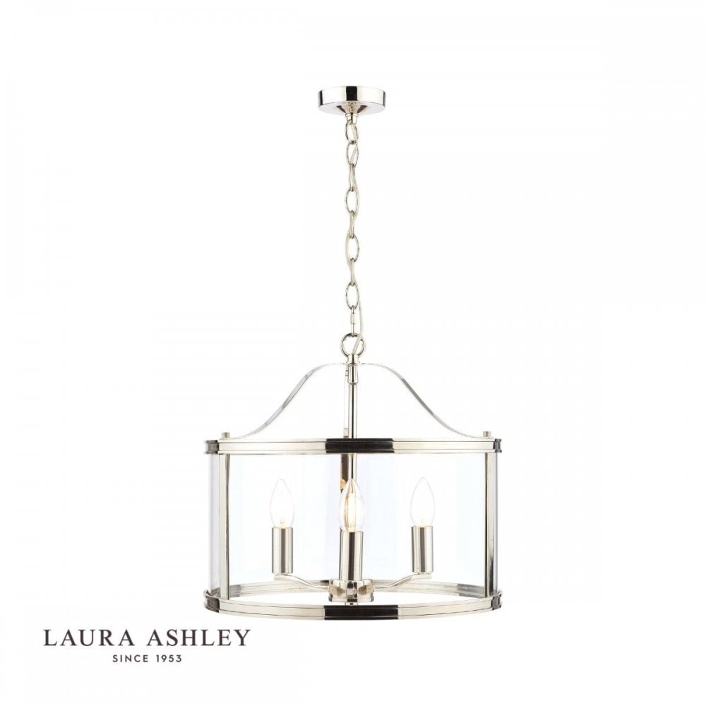 Harrington 3 Light Pendant in Polished Nickel & Glass