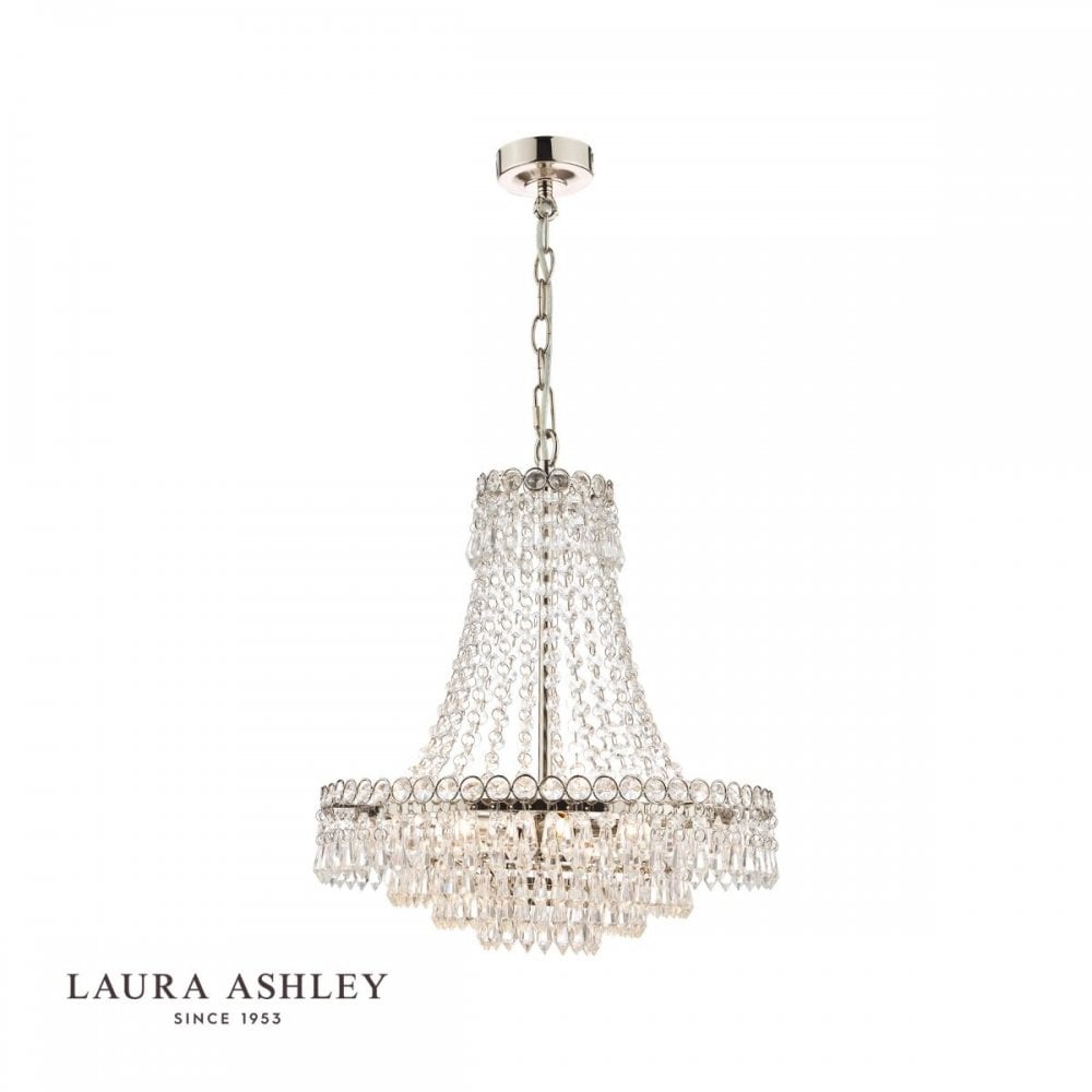 Enid Small 5 Light Crystal Chandelier in Polished Nickel